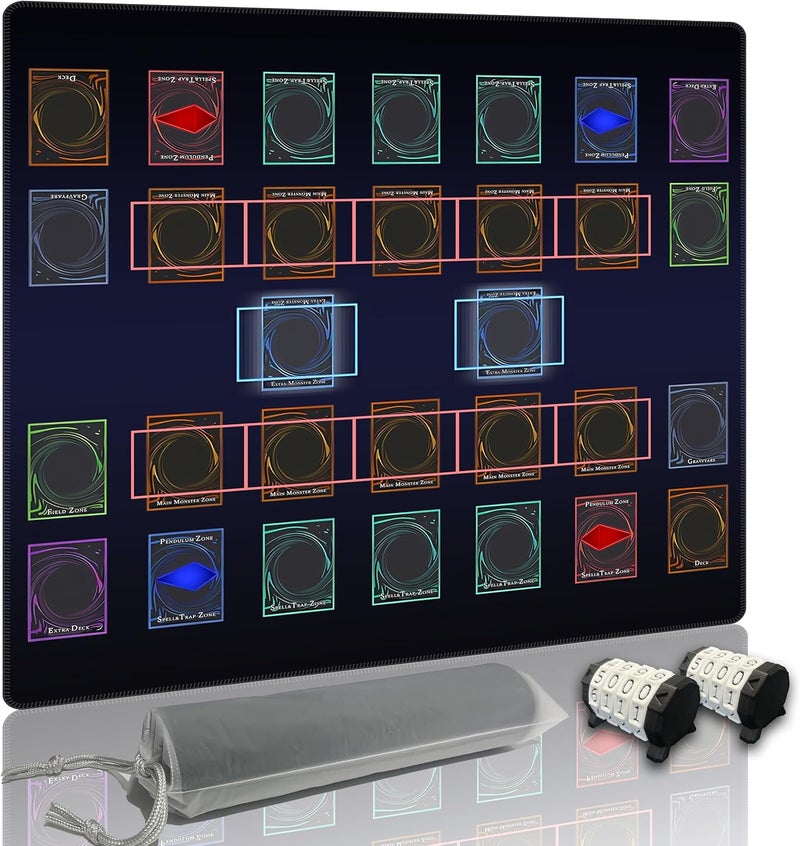 Extalas Stitched for Yugioh Playmat, 2-Player, Master Rule Duel Field Zones, Large Card Game Mat, Original Art Designs & Accessories (Basic4) - Image 1